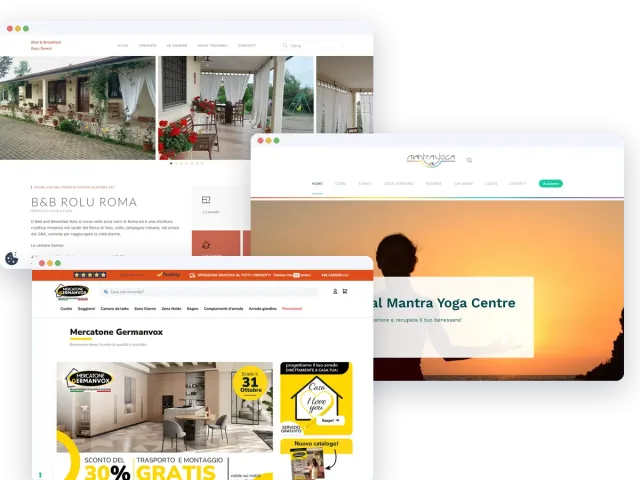 Tre siti realizzati: B&B Rolu, Mantra Yoga Centre e Mercatone Germanvox